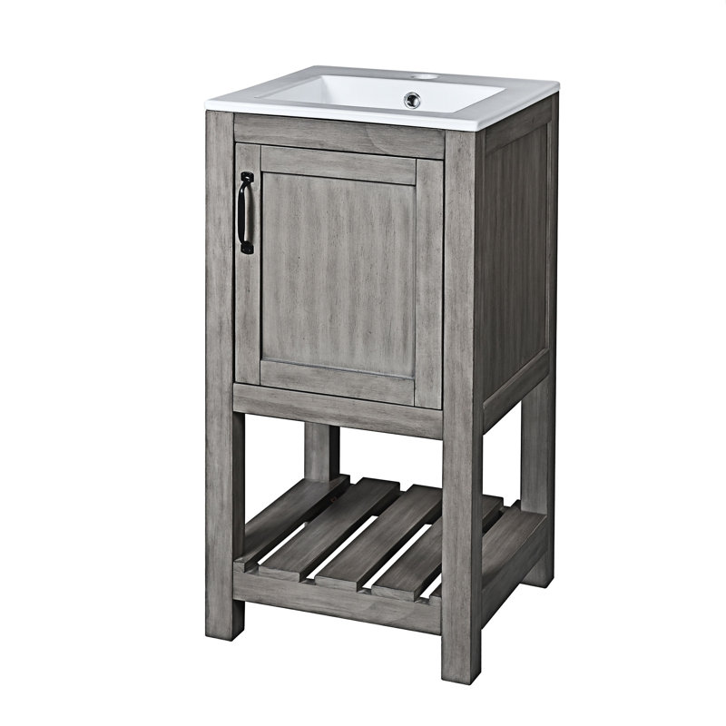 Bathroom Sink Cabinet With Rectangular Ceramic Basin