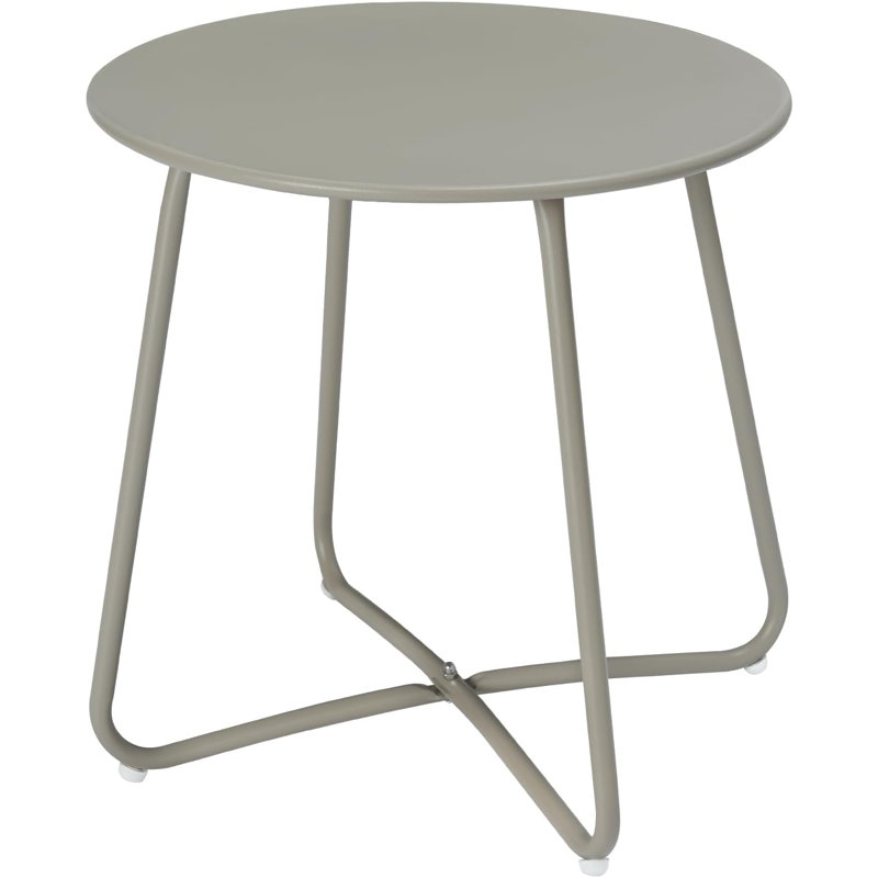 Paiten Round Metal Outdoor Side Table , 48cm cm W 45cm cm D, Grey