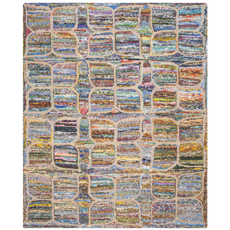 Anaheim Hand Tufted Cotton/Jute Geometric Rug in Purple/Dark Blue/Red