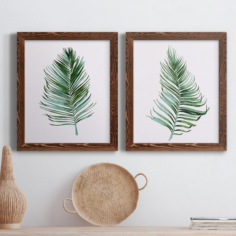 «Sage Frond I», ensemble de 2 peintures sur toile encadrées, Érable, H 43,5 po x l 31,5 po x P 1 po