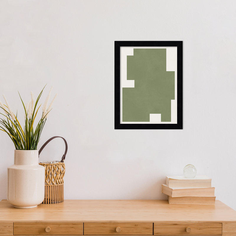 «Green Geometric Form» par Osyrus, impression sur bois encadrée, Noir Svelte, H 13 po x l 10 po