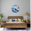 Horloge murale en verre trempé Coastal Town, bateau, décoration de plage bleue, horloge moderne, décoration murale-2100086287-2100086274