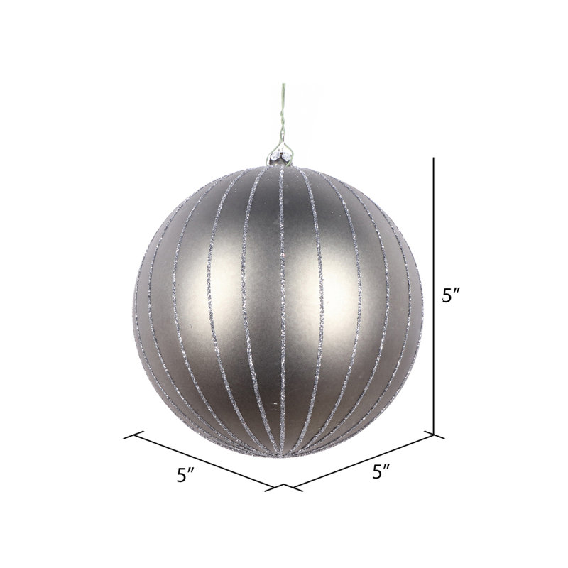 Ornement boule mat scintillante, H 5 po x l 5 po x P 5 po, Étain