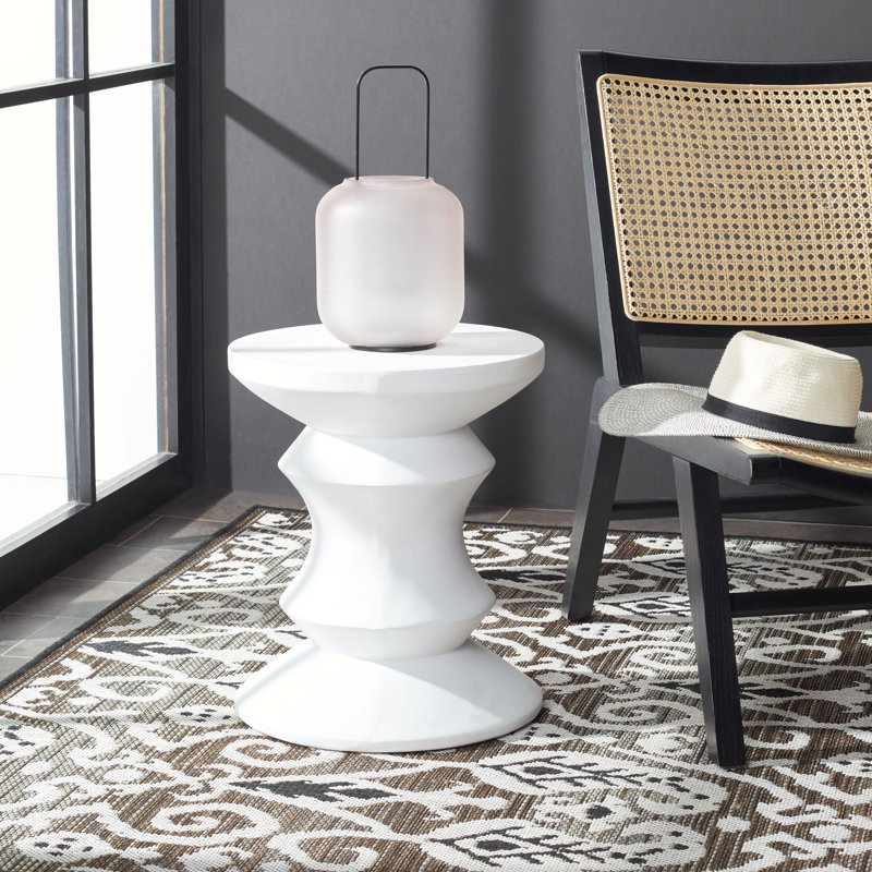 Tabouret décoratif en béton 17,72 po H, Blanc