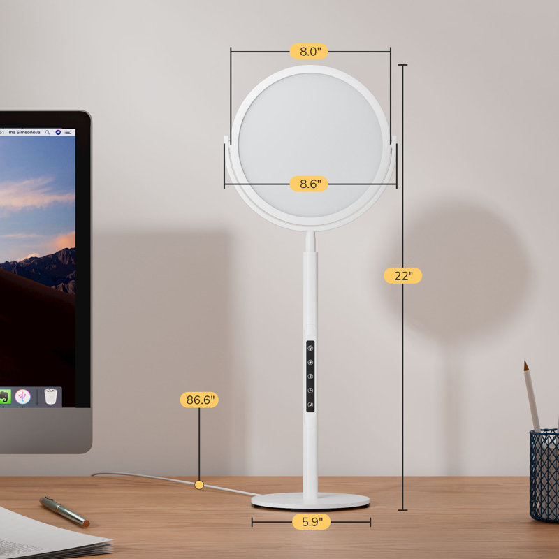 22 Inch Dimmable Led Table Lamp With Timer & Touch Control, Desk Lamp For Bedroom, Office, Reading, White
