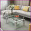 Table basse moderne en verre trempé blanc pour le salon - facile à nettoyer, double tablette, capacité de 220 lb-1427632812-1427632810