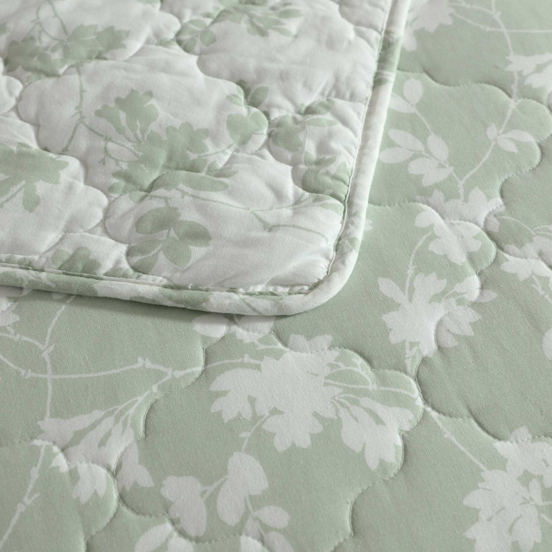 Ensemble de courtepointe réversible en coton Laura Ashley, Courtepointe pour grand lit + 2 taies décoratives