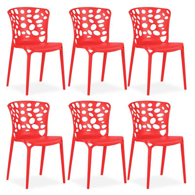 Keralup Stacking Patio Dining Side Chair, Red