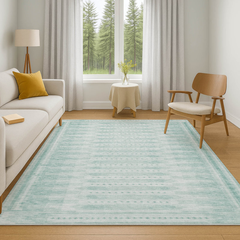 Premium Machine Washable Ashlynn Border Rug, Rectangle 3' x 5'