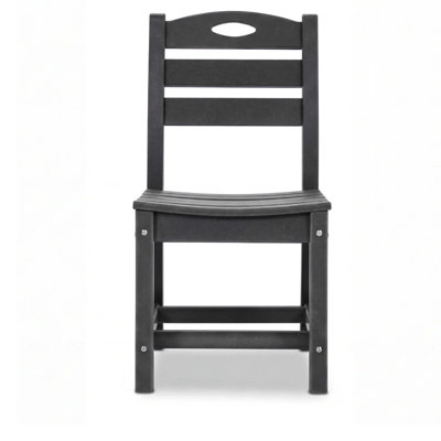 Gray HDPE Armless Outdoor Dining Chair, All-Weather Resistant, Minimalist Design For Deck, Porch & Backyard