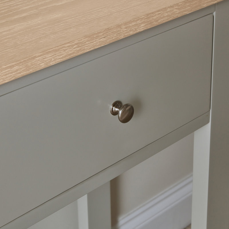 Kohen Solid Wood Top Console Table, 76cm H x 90cm W x 33cm D, Linen Grey