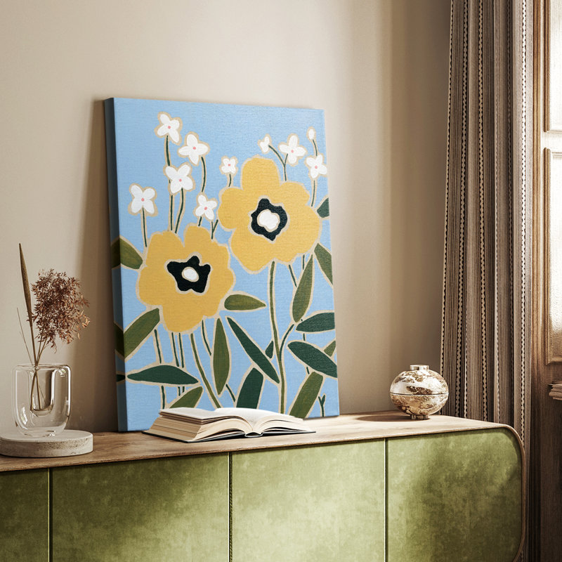 Woodblock Floral II -Custom Wrapped Gallery Cavas