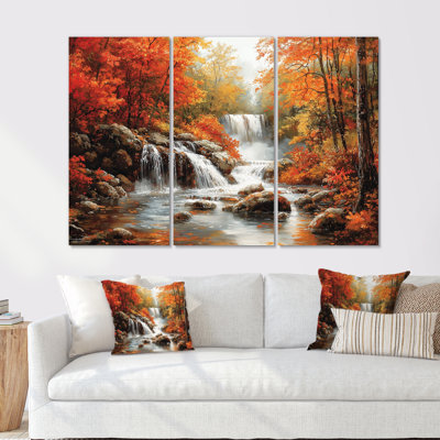 Ensemble de salon art mural orange automne