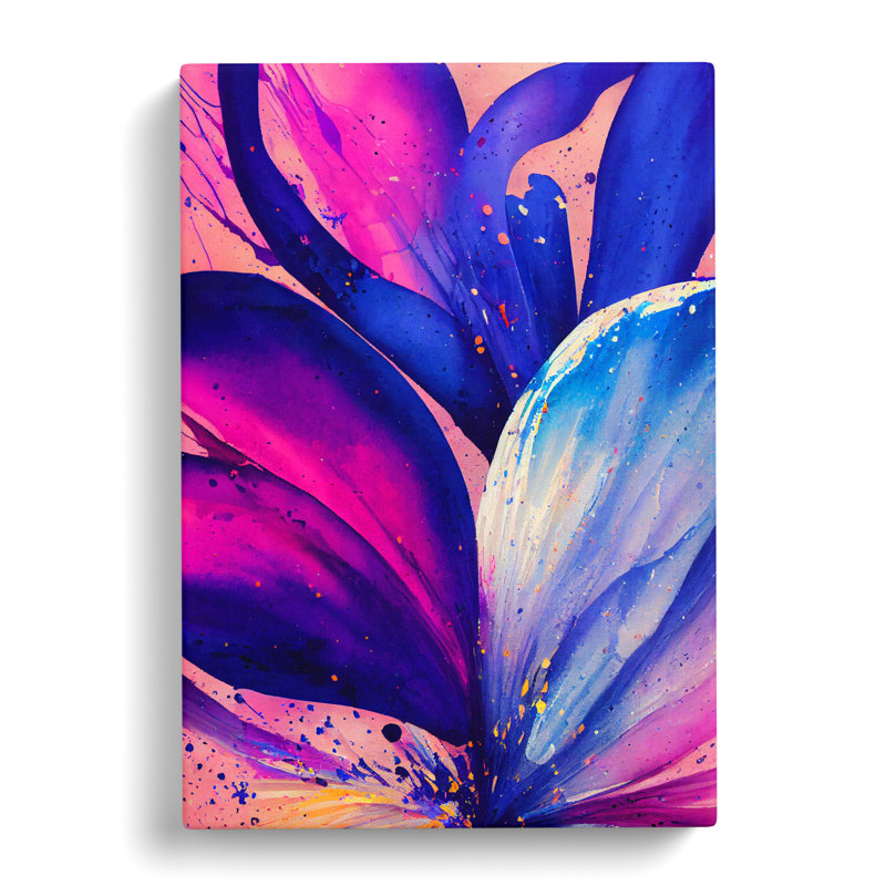 CAN-V0523-269X Bluebell Flower Splatter Vol.3 1 Piece Wrapped Canvas Wall Art, 50cm H x 35cm W