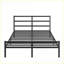 Structure de lit plateforme en métal noir avec tête de lit grand format - aucun sommier nécessaire, robuste et amp; Silencieux pour la chambre à coucher-1009059215