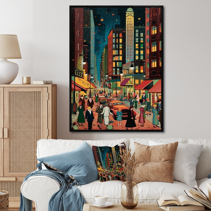 Art déco rétro City Life I - Fashion Woman, art mural encadré, H 32 po x l 16 po x P 1 po, Cadre simple noir