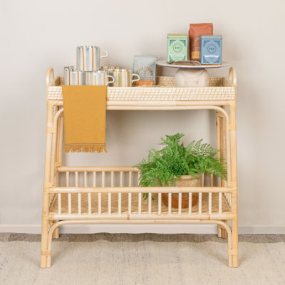 Edgehill Hand Woven Bamboo And Rattan Console Table With Shelf