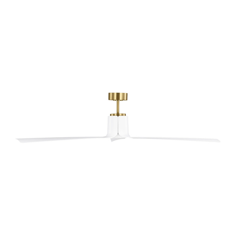 Visual Comfort Fan Peel Smart 66 LED Indoor Ceiling Fan with Threaded Downrod, Matte White ABS blades and Handheld Remote