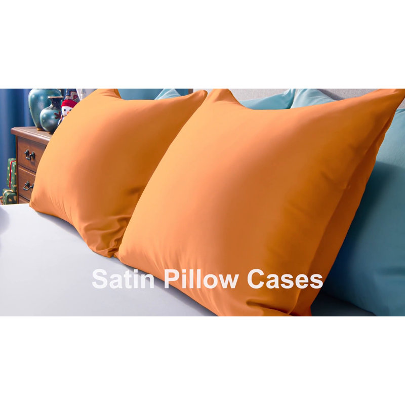 White Satin Silk Standard Pillowcases with Hidden Zipper