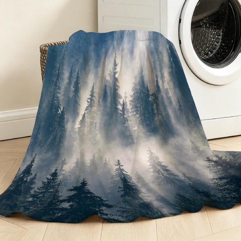 Jeté en flanelle transparente molletonnée, imprimé Spruce Forest Mountain, Throw 30" x 40"