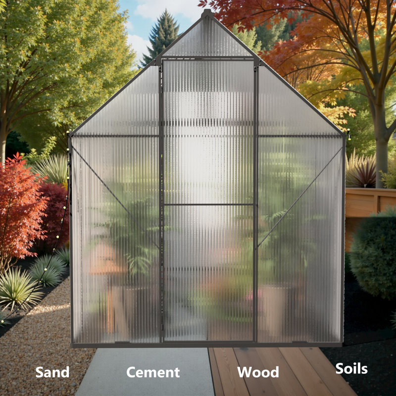 Serre en polycarbonate robuste pour le jardin, la protection et la cour de la structure stable, ventilation avec panneaux