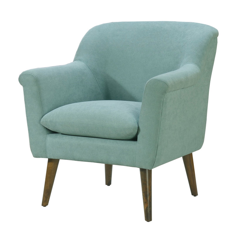 32,89 po Fauteuil High Teal avec éléments Mid-Century modernes aigue-marine de 32 po de large, attrait, accoudoirs arrondis et coussin de siège en mousse
