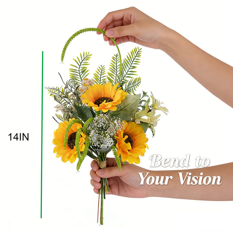 ensemble de 2 bouquet de tournesol artificiel avec fleurs mélangées - 14 "fleurs artificielles pour la décoration intérieure, centre de table de ferme, décorations de la Saint-Valentin et de Pâques