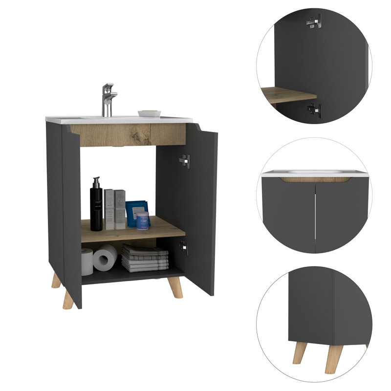 Hyacinth 60Cm W x 86Cm H x 45.5Cm D Free-Standing Bathroom Cabinet