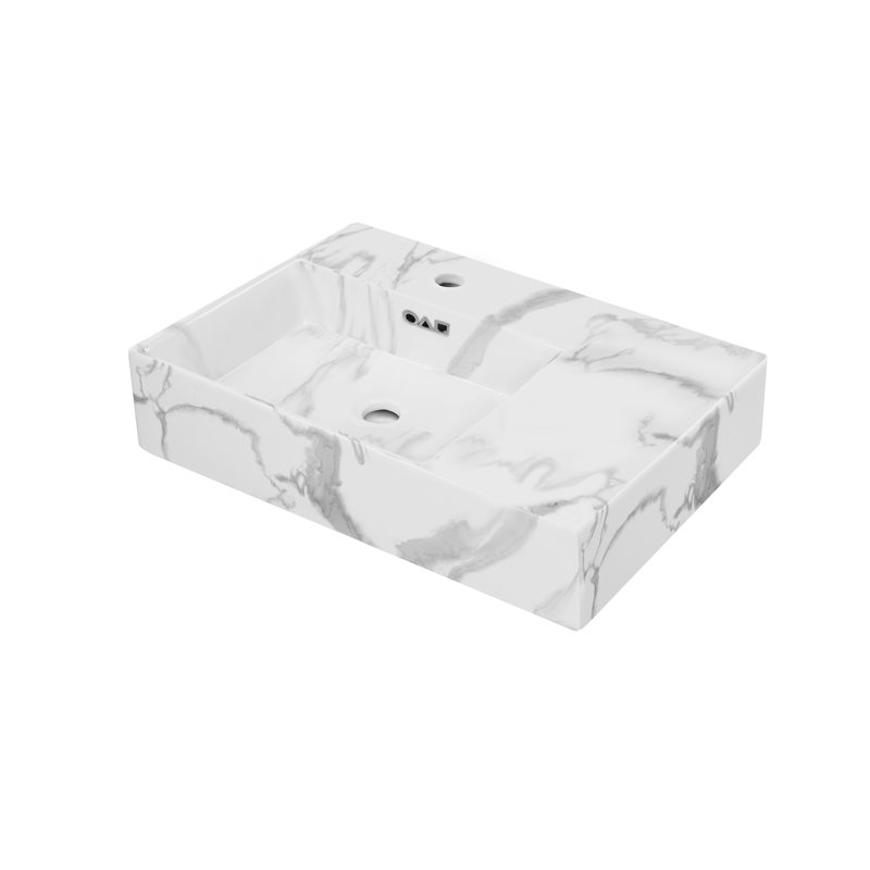 Swiss Madison St. Tropez 16.125" White Ceramic Rectangular Wall Mount Bathroom Sink with Overflow