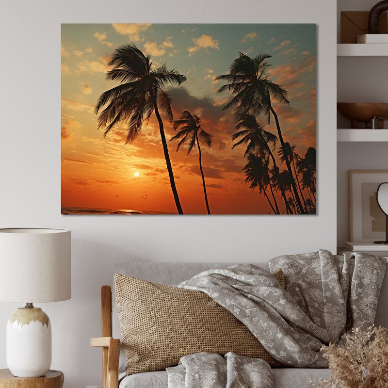 «Tropical Elegance Breeze Sunset» sur toile, H 16 po x l 32 po x P 1 po, Toile tendue