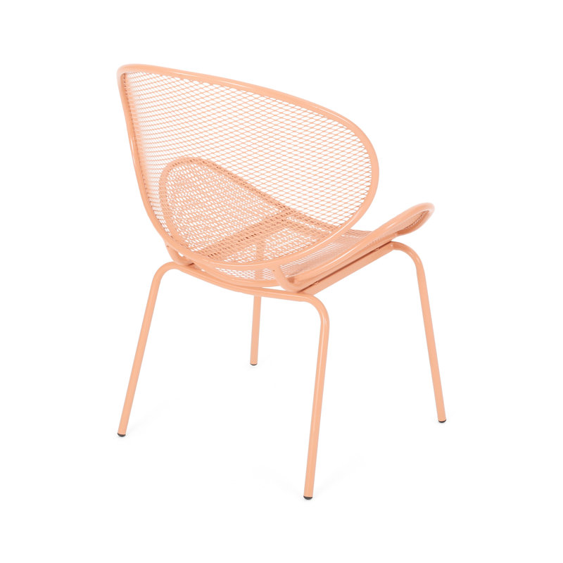 Metal Chair  2 , 25.29"D X 34.57"H, Orange, Stable Structure Modern Mesh Seating Chairs Rounded Edges, Orange