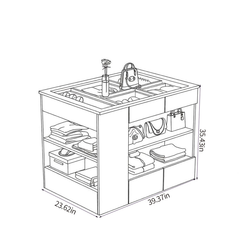 Vitrine de luxe moderne avec tiroirs de rangement, aucun assemblage requis pour la vente au détail de bijoux, de cosmétiques et de boutiques