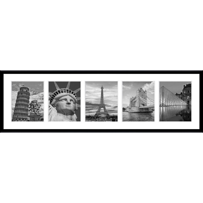 Laqueta Wood Picture Frame with Mat, Glossy Black