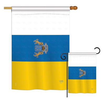 Canary Islands of the World Nationality Impressions Decorative Vertical 2-Sided Polyester Flag Set -  Breeze Decor, BD-CY-S-108375-IP-BO-D-US15-BD