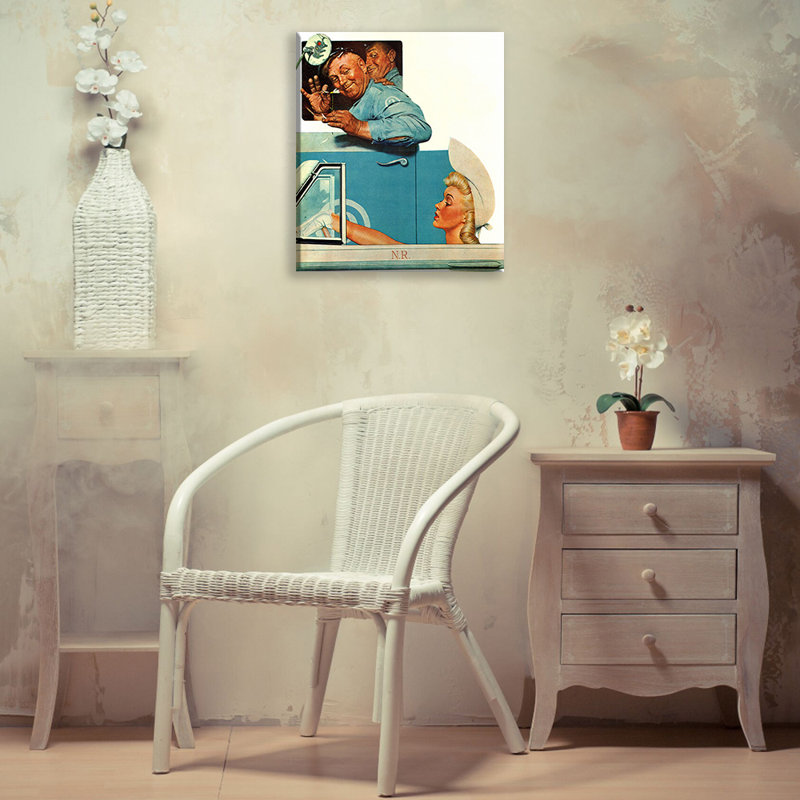 «The Flirt» par Norman Rockwell, toile tendue avec châssis, H 18 po x l 13 po