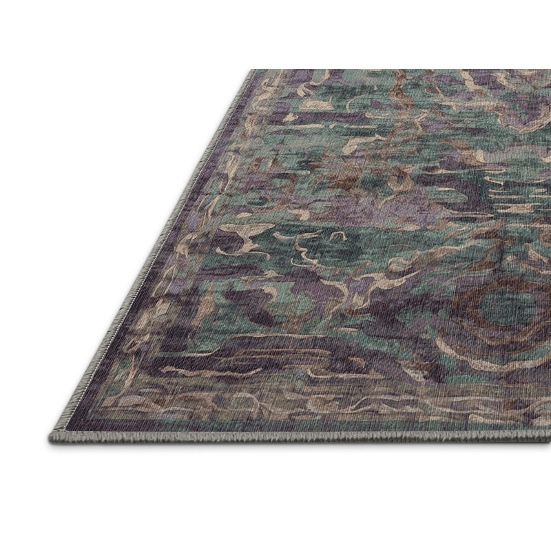 Machine Washable Gray Area Rug, Square 6'