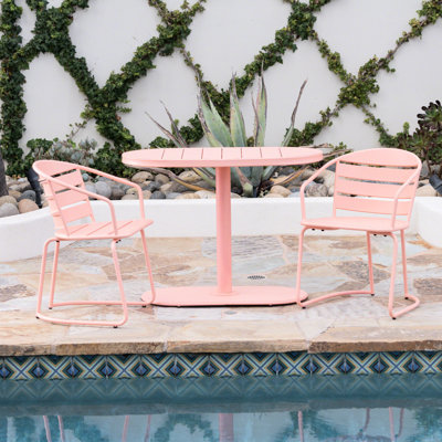 Iron Bistro Furniture - Modern Patio Look Elegant In Coral Color