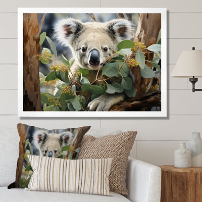 Aquarelle, arbre koala, observateur 2 - art mural koala