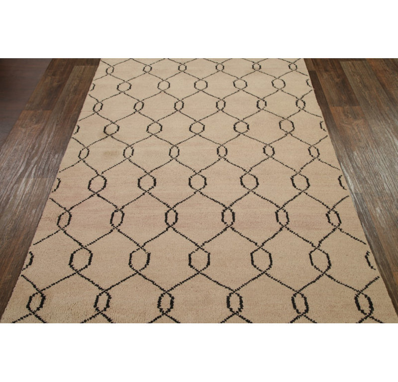Tapis de la zone beige en laine noué la à la main oushak oriental Lam