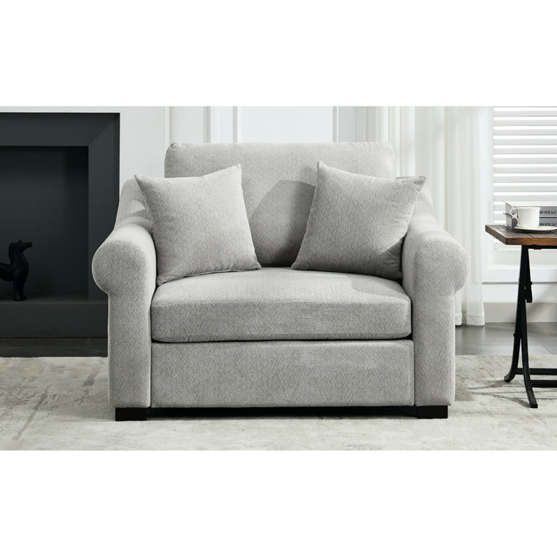 Fauteuil moderne en chenille, surdimensionné de 44,5 po, avec housses de soutien et lavables pour le salon de la chambre à coucher Fauteuil surdimensionné en matériaux larges, coussins amovibles pour utilisation à long terme