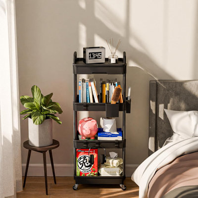 4-Tier Slim Rolling Cart Organizer With Wheels, Multi-Purpose Utility Trolley For Kitchen, Bathroom, Office, Craft Room, And Laundry Room Storage