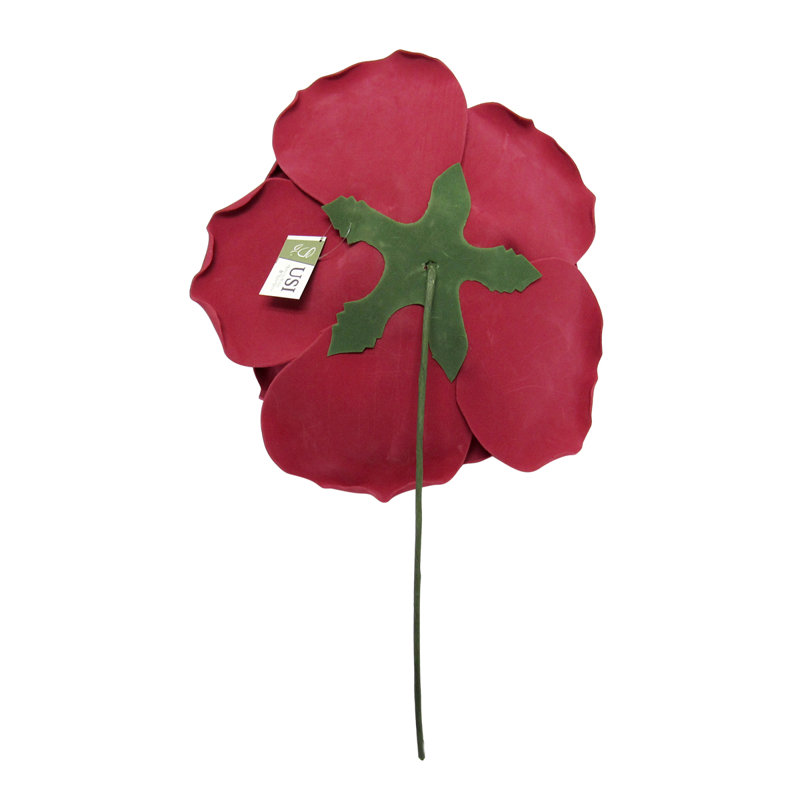 Grande tige rose en mousse, Bourgogne, H 12 po x l 12 po x p 6 po