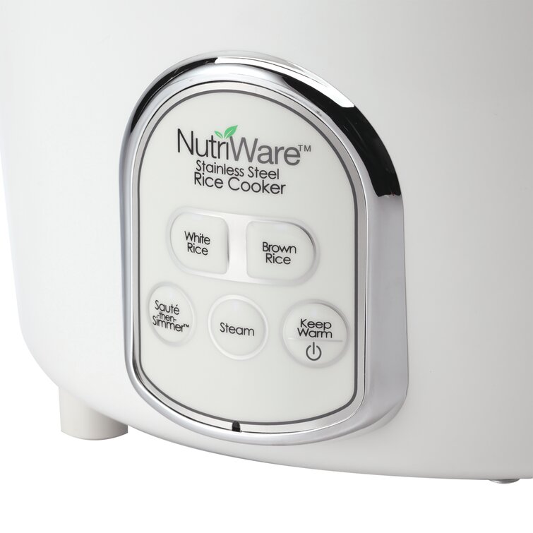 AROMA NutriWare Digital Pot Style 7-Cup Rice Cooker with Glass Lid and Non-Stick Pot, White