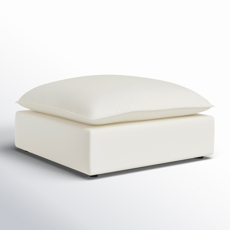 Ellaria Upholstered Ottoman, White Velvet