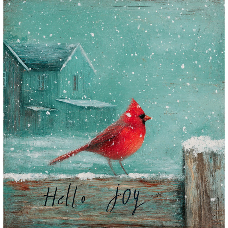 «Hello Joy Cardinal», art mural sur toile tendue, H 40 po x l 40 po