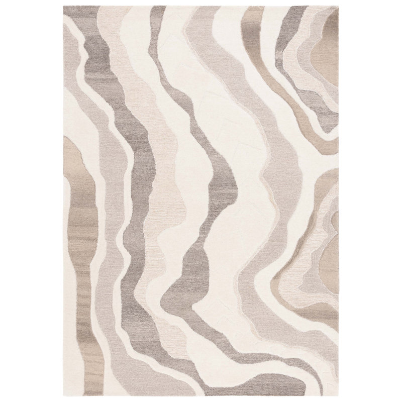 Carigan Hand Tufted Wool Abstract Rug, Rectangle 5' x 8'
