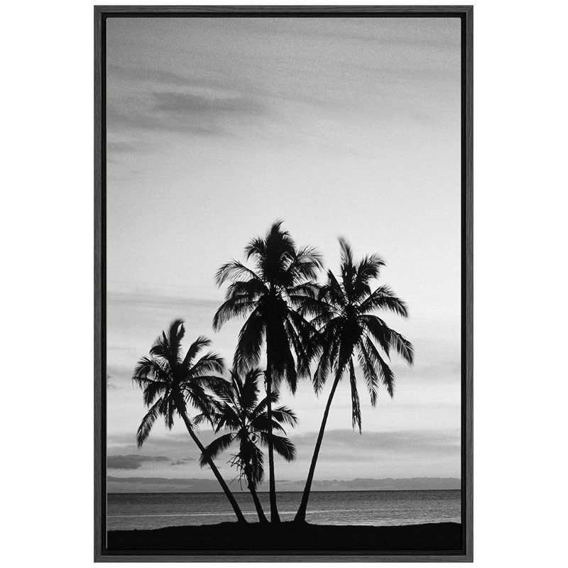Film Grain Palm Trees & Skyline Floral Plants, photographie d'art moderne rustique sur toile, H 24 po x l 16 po x P 1,5 po