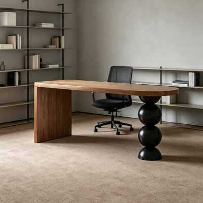 Asymmetric-shaped Ash Wood Solid Wood Writing Desk