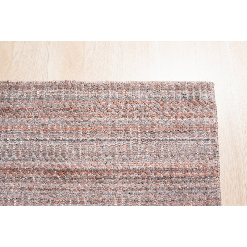 Multicolor Hand-Knotted Wool Striated Jewel Tones Geometric Modern Contemporary Carpet Rug, 3' x 5'