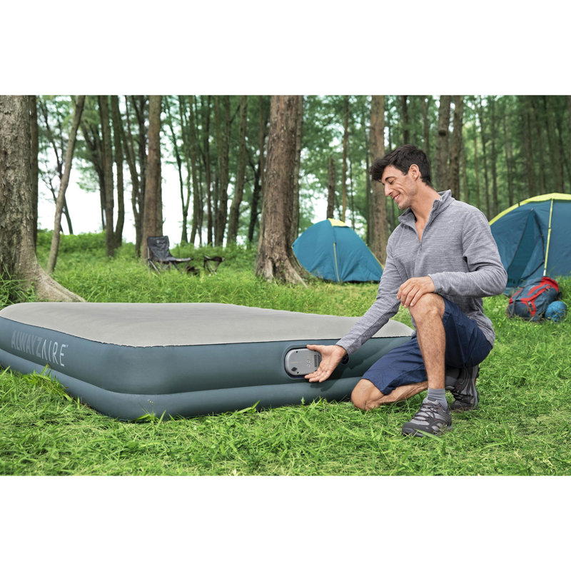 Gray Queen Inflatable Air Mattress with Rechargeable Pump